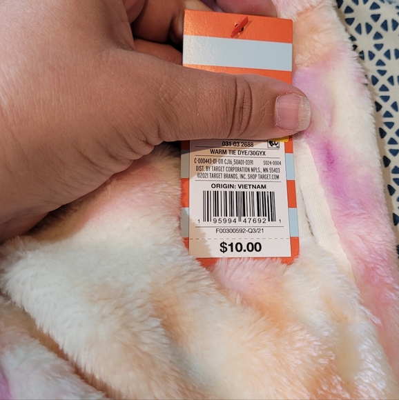 NWT Cat & Jack Pink Orange White Sherpa Fuzzy Pants - Picture 5 of 6